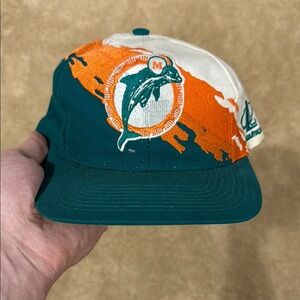 Vintage Miami Dolphins Hat Cap Snapback Splash  LOGO ATHLETIC NFL  90’s